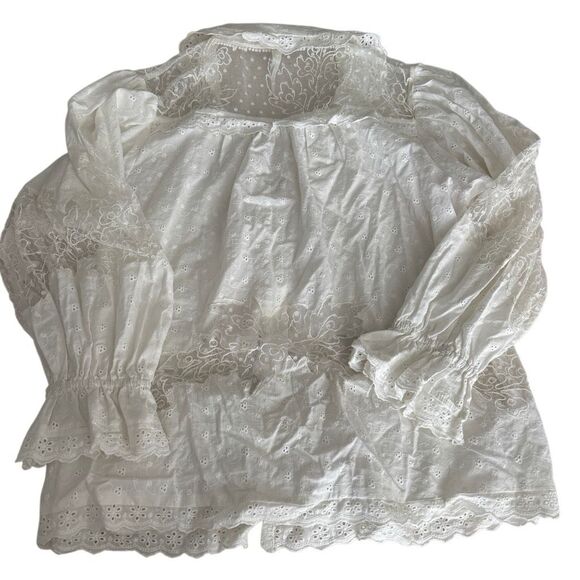 Anthropologie Mixed Lace Blouse M White - Picture 4 of 6